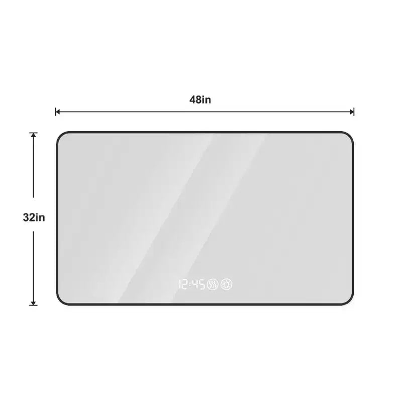 48 x 32 Black Aluminum Alloy Frame Bathroom Vanity Mirrors with Rounded Corners Vanity Mirror Tri Color Light Defogging