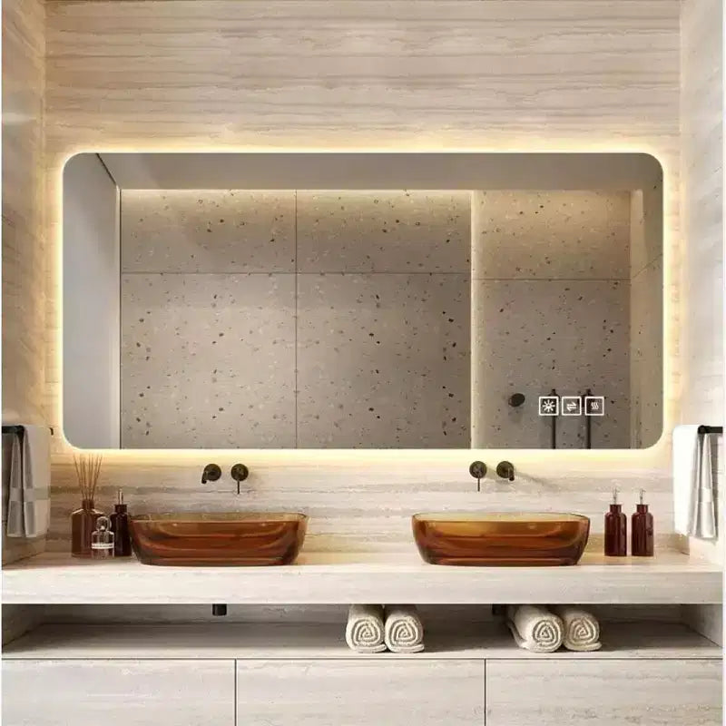 24 x 48 Inch Multifunctional Wall Mounted LED Lighting Mirror Bathroom Vanity Mirror with Three Color Lighting