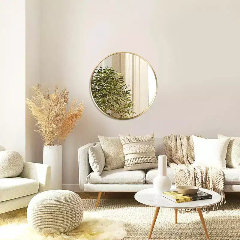 MAYEERTY Metal Framed Round Bathroom Mirror for Wall