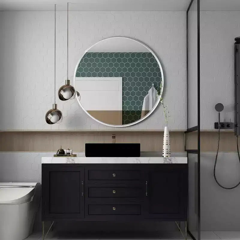 MAYEERTY Metal Framed Round Bathroom Mirror for Wall