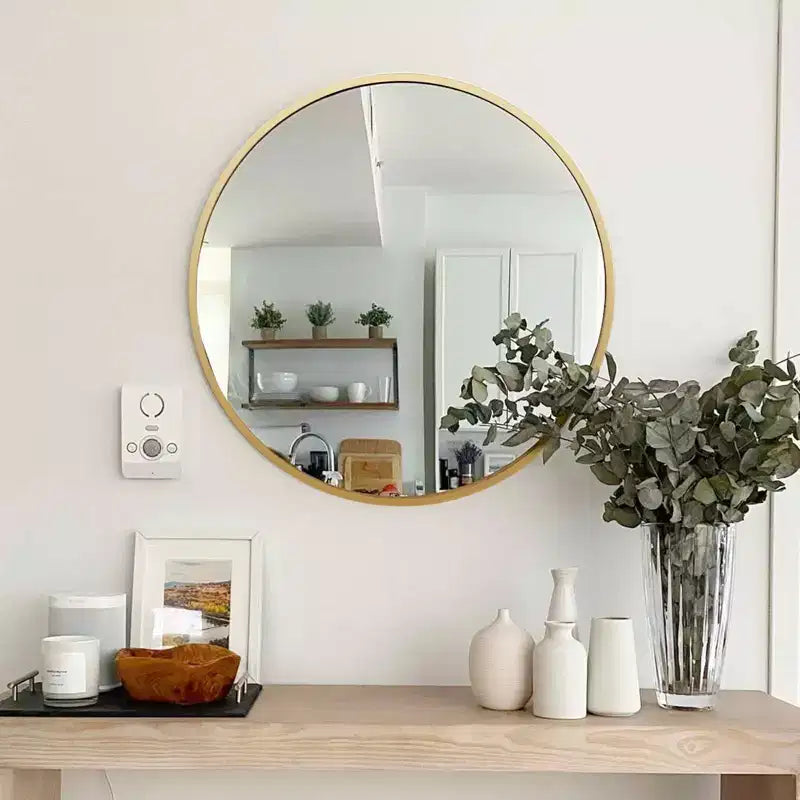 MAYEERTY Metal Framed Round Bathroom Mirror for Wall