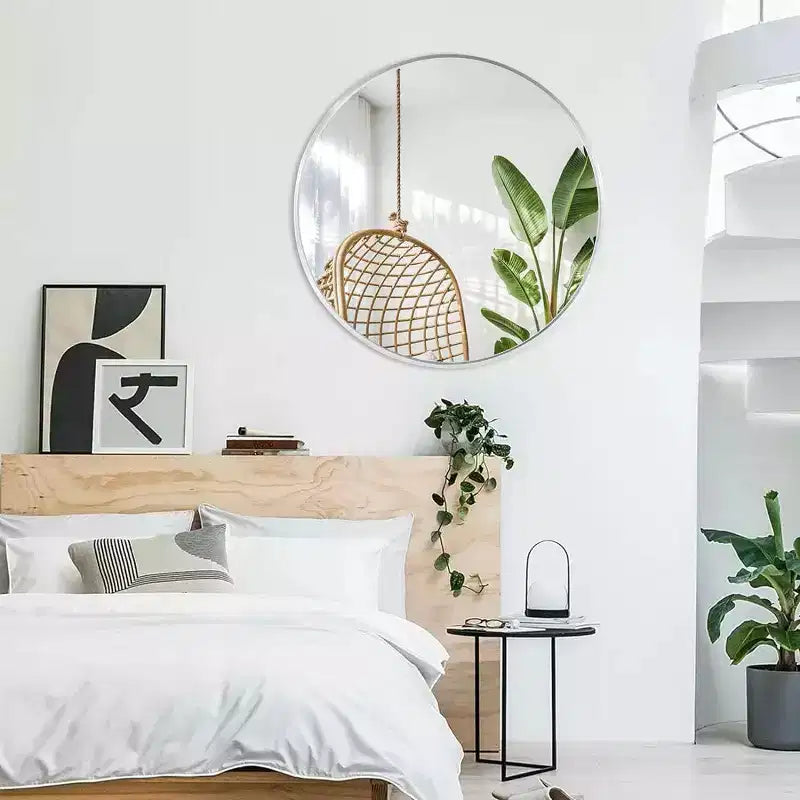 MAYEERTY Metal Framed Round Bathroom Mirror for Wall