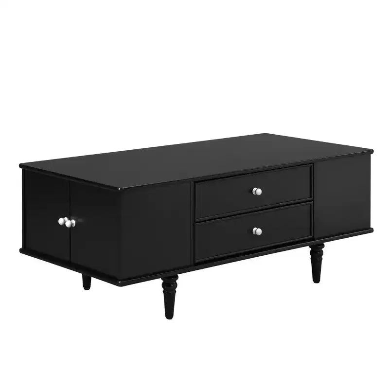 Rectangle Coffee Table with Drawers, 47.2 Wood Center Table with Hidden Storage Compartments for Living Room