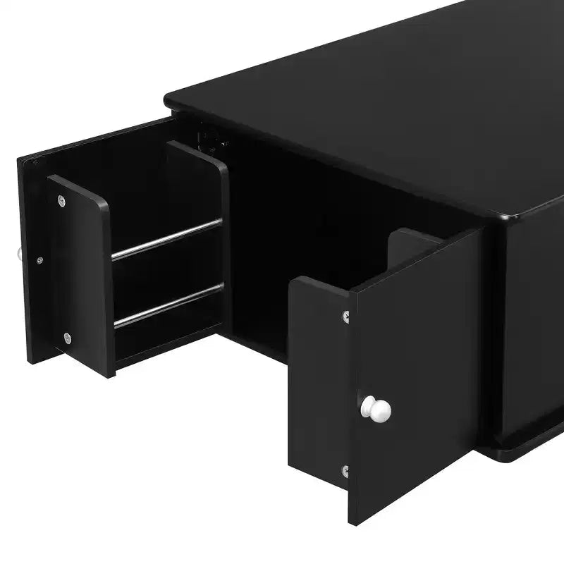 Rectangle Coffee Table with Drawers, 47.2 Wood Center Table with Hidden Storage Compartments for Living Room