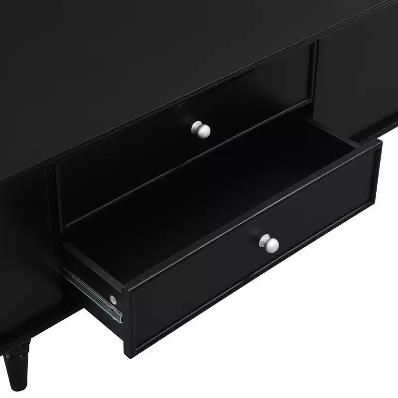 Rectangle Coffee Table with Drawers, 47.2 Wood Center Table with Hidden Storage Compartments for Living Room