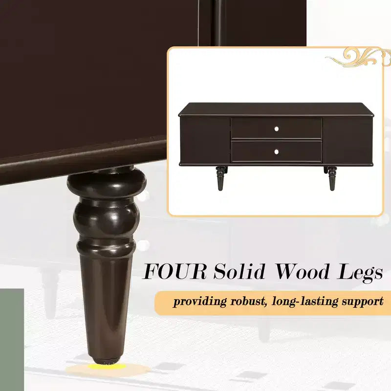 Rectangle Coffee Table with Drawers, 47.2 Wood Center Table with Hidden Storage Compartments for Living Room