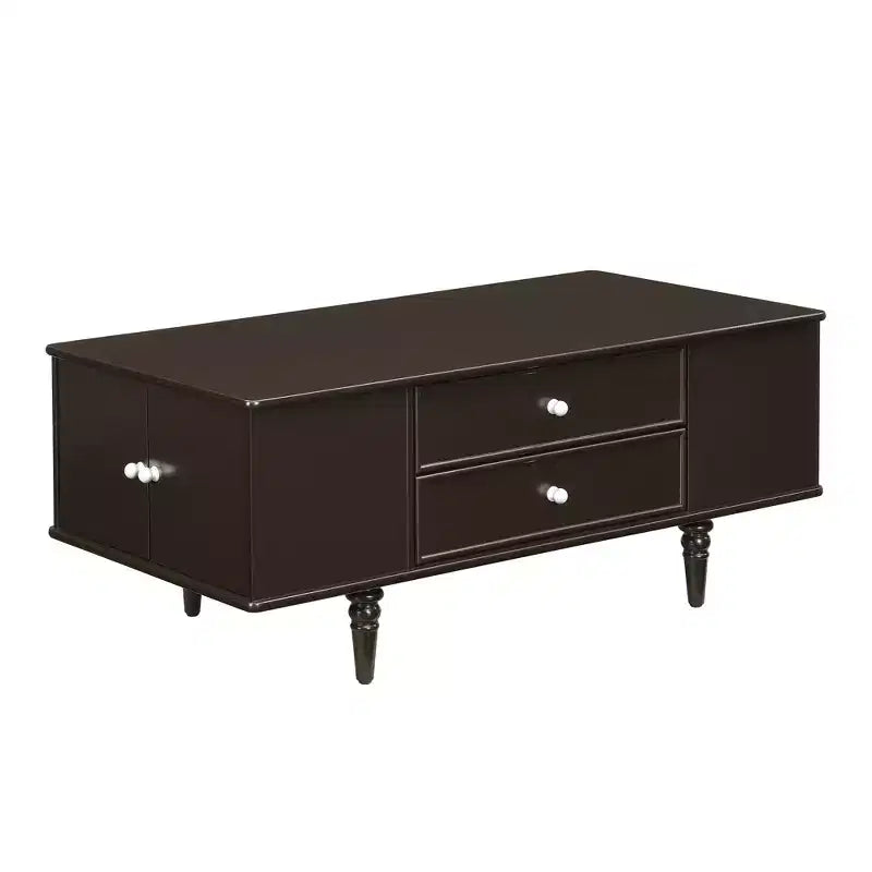 Rectangle Coffee Table with Drawers, 47.2 Wood Center Table with Hidden Storage Compartments for Living Room