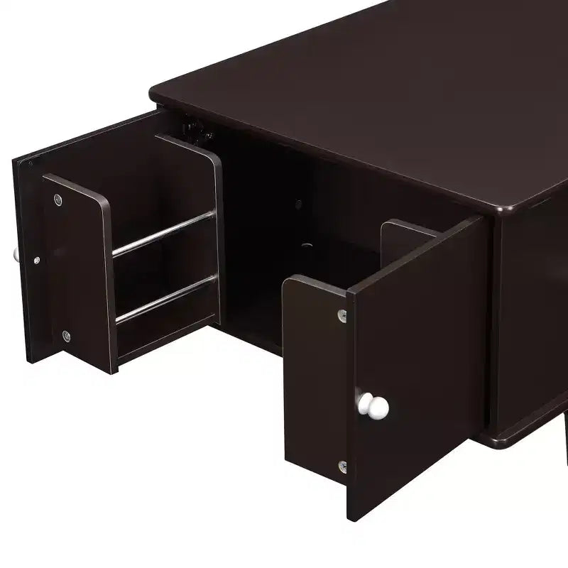 Rectangle Coffee Table with Drawers, 47.2 Wood Center Table with Hidden Storage Compartments for Living Room