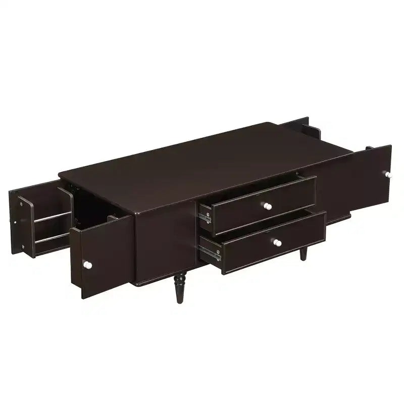 Rectangle Coffee Table with Drawers, 47.2 Wood Center Table with Hidden Storage Compartments for Living Room