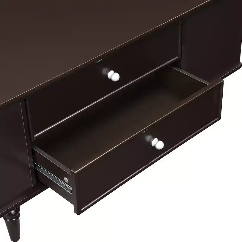 Rectangle Coffee Table with Drawers, 47.2 Wood Center Table with Hidden Storage Compartments for Living Room