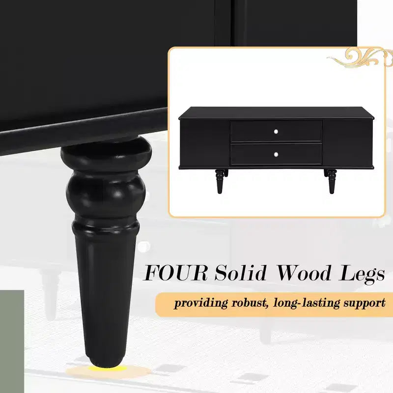 Rectangle Coffee Table with Drawers, 47.2 Wood Center Table with Hidden Storage Compartments for Living Room
