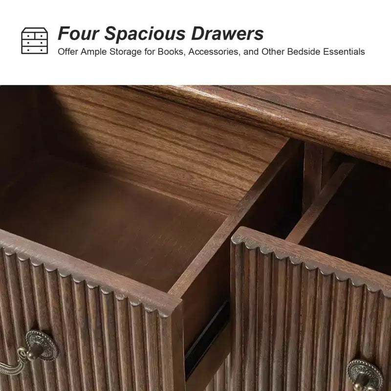 Phil 2 - Drawer end table with Integrated Charging Station and Pull-Out Tray Set of 2HULALA HOME