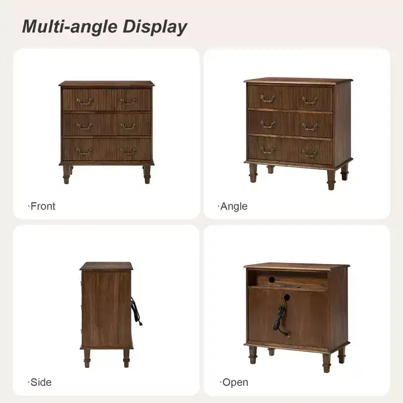 Phil 2 - Drawer end table with Integrated Charging Station and Pull-Out Tray Set of 2HULALA HOME