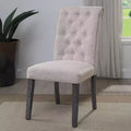 Set of 2 20" Yabeina Dining Chairs Beige Linen/Gray Finish - Acme Furniture: Tufted, Wooden Leg, No Assembly Required