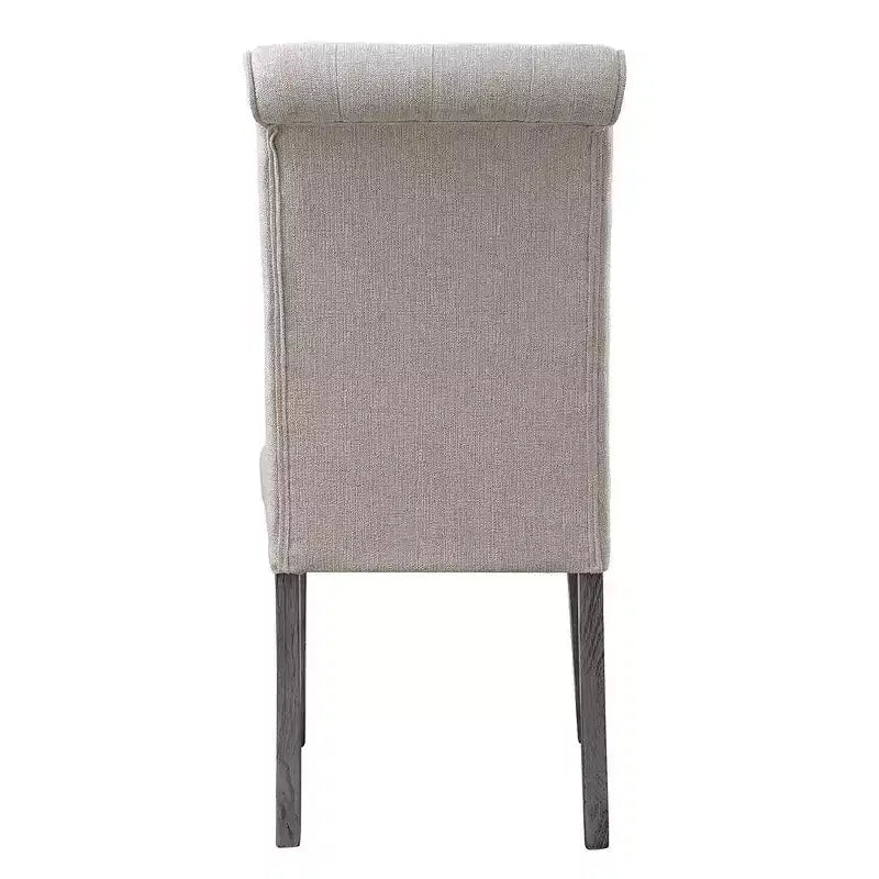 Set of 2 20" Yabeina Dining Chairs Beige Linen/Gray Finish - Acme Furniture: Tufted, Wooden Leg, No Assembly Required