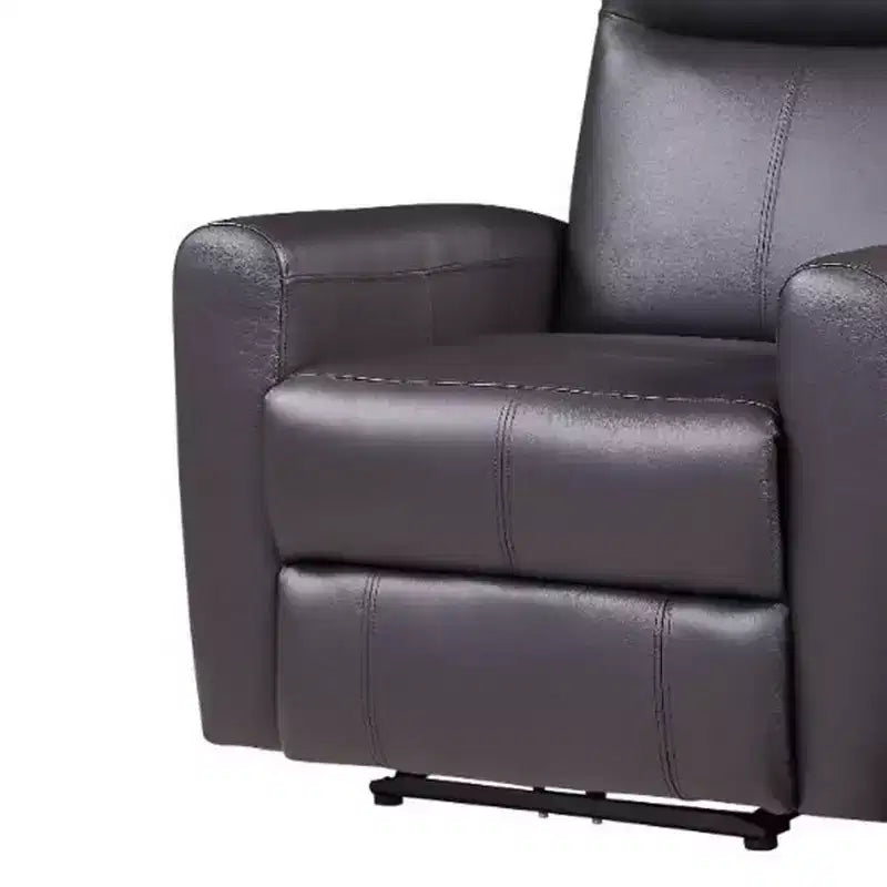 42" Blane Grain Leather Match Power Recliner Brown - Acme Furniture: Metal Base, Pillow Top Armrests