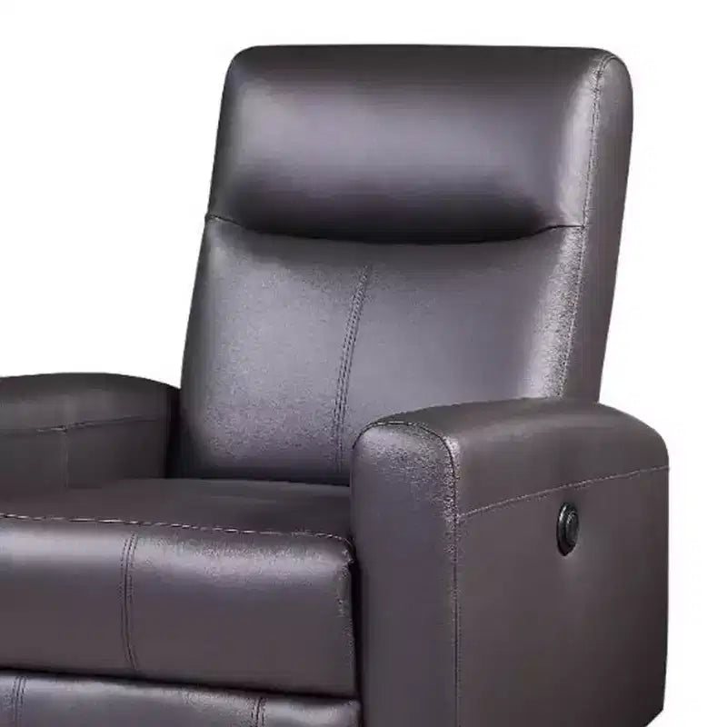42" Blane Grain Leather Match Power Recliner Brown - Acme Furniture: Metal Base, Pillow Top Armrests