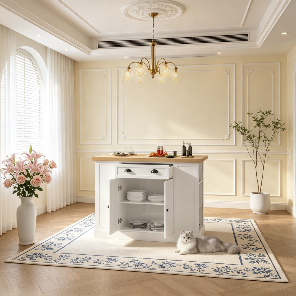 Îlot de cuisine de style ferme avec abattant, Table îlot de cuisine