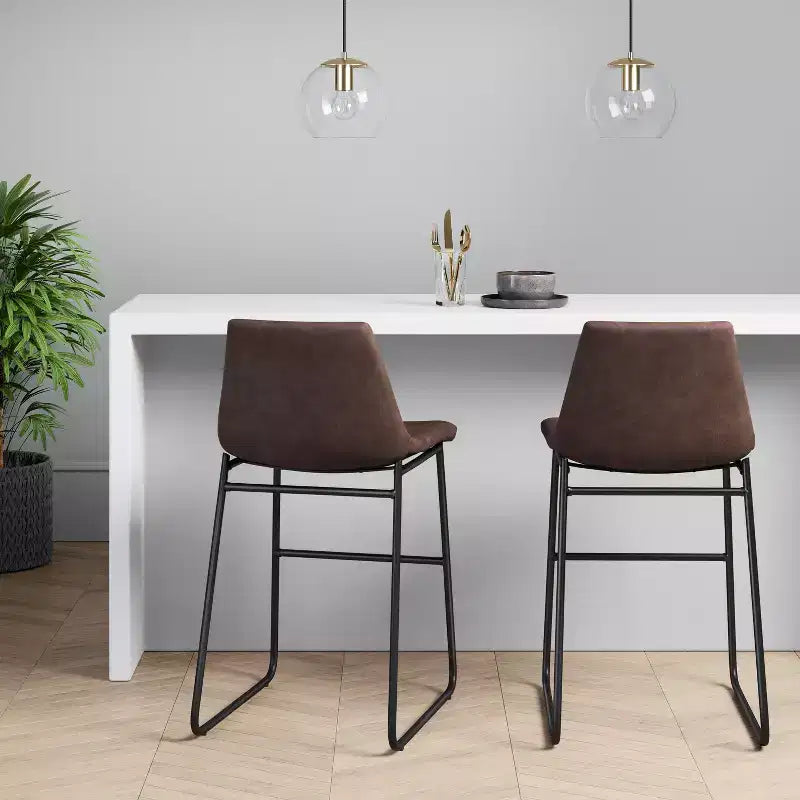 24 Bowden Faux Leather Counter Height Barstool with Footrest - Threshold