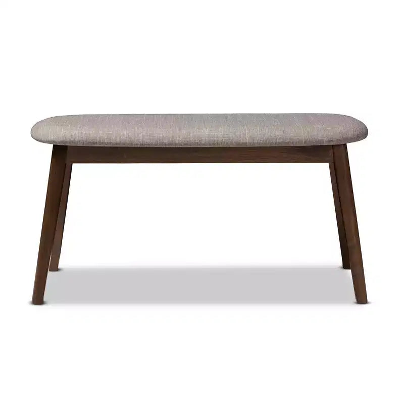 Baxton Studio Easton Mid Century Modern Walnut Finished Wood Fabric Upholstered Bench