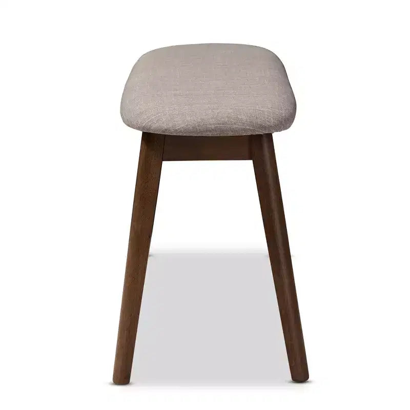 Baxton Studio Easton Mid Century Modern Walnut Finished Wood Fabric Upholstered Bench