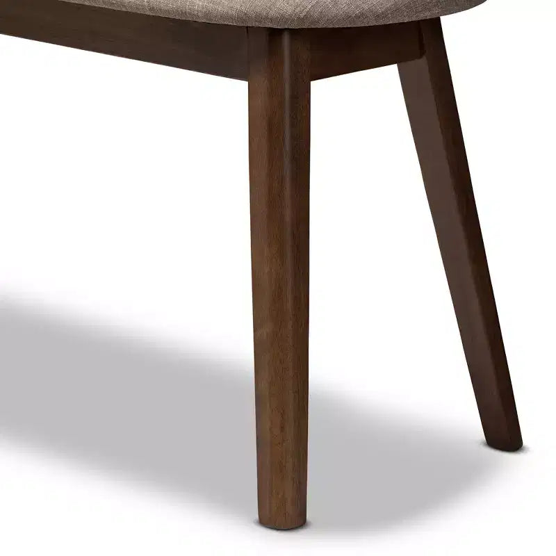 Baxton Studio Easton Mid Century Modern Walnut Finished Wood Fabric Upholstered Bench