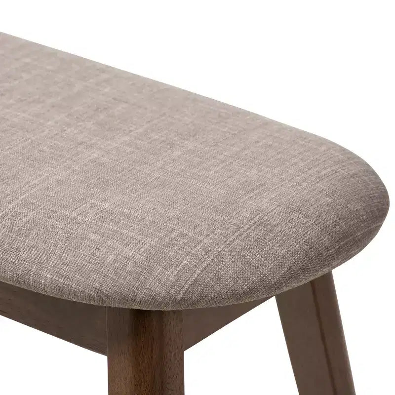 Baxton Studio Easton Mid Century Modern Walnut Finished Wood Fabric Upholstered Bench