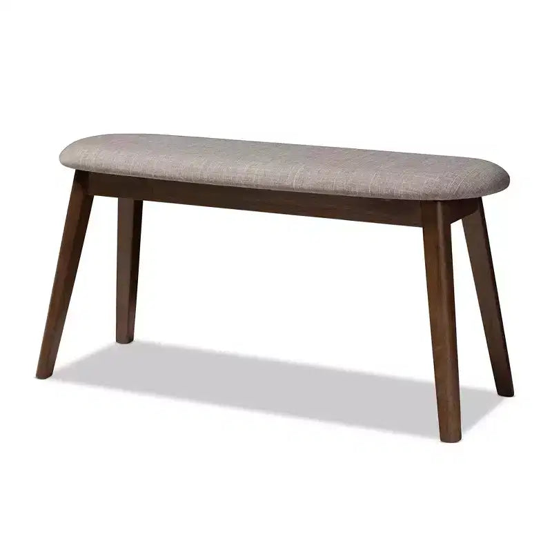 Baxton Studio Easton Mid Century Modern Walnut Finished Wood Fabric Upholstered Bench