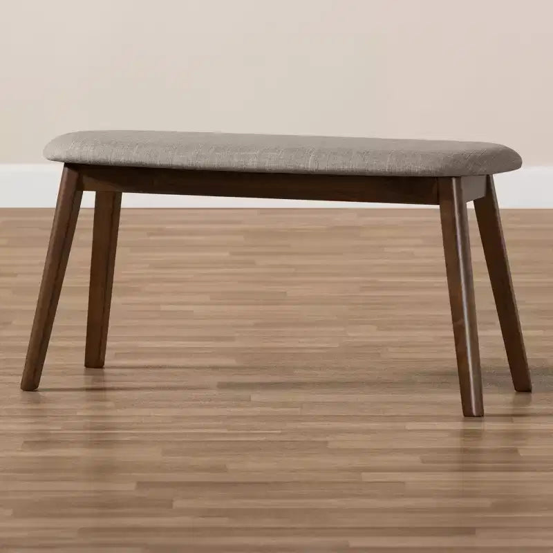 Baxton Studio Easton Mid Century Modern Walnut Finished Wood Fabric Upholstered Bench