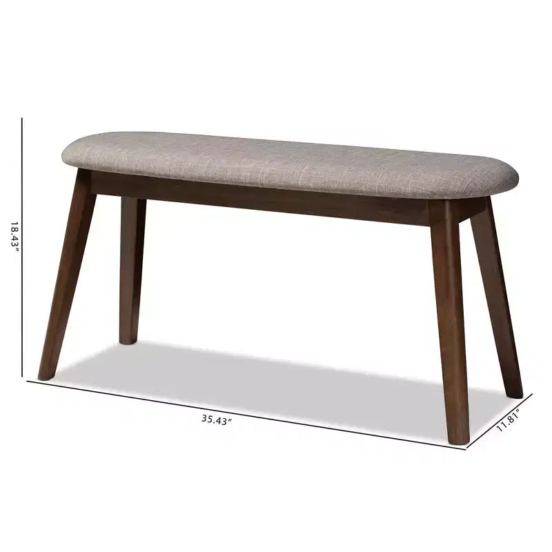 Baxton Studio Easton Mid Century Modern Walnut Finished Wood Fabric Upholstered Bench