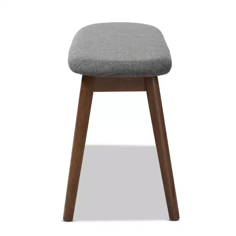 Baxton Studio Easton Mid Century Modern Walnut Finished Wood Fabric Upholstered Bench