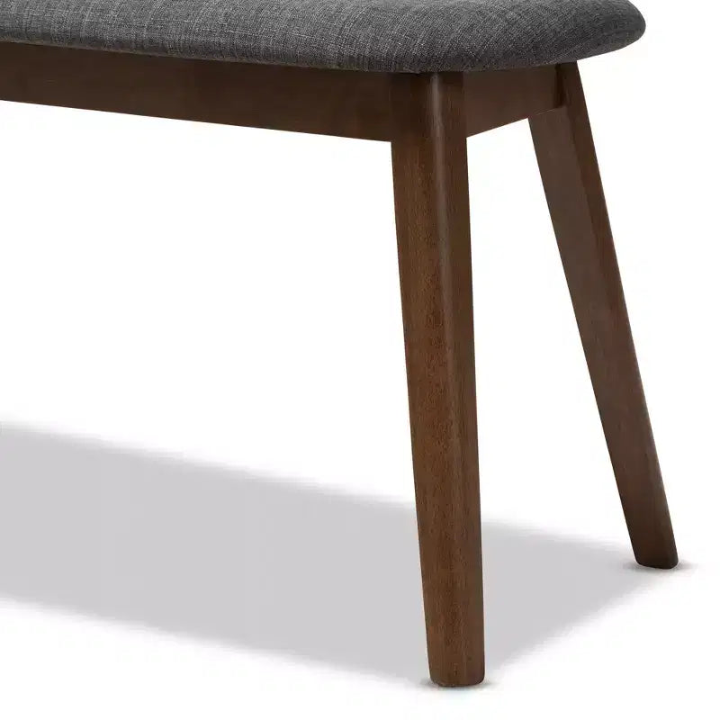 Baxton Studio Easton Mid Century Modern Walnut Finished Wood Fabric Upholstered Bench