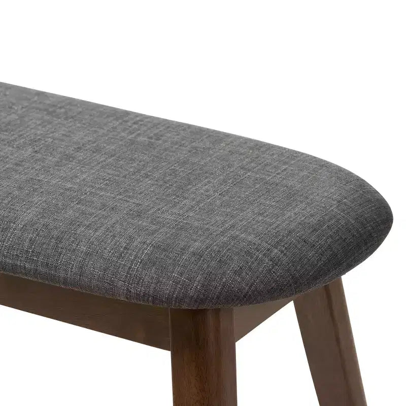 Baxton Studio Easton Mid Century Modern Walnut Finished Wood Fabric Upholstered Bench