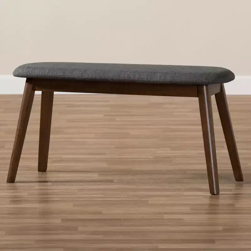 Baxton Studio Easton Mid Century Modern Walnut Finished Wood Fabric Upholstered Bench