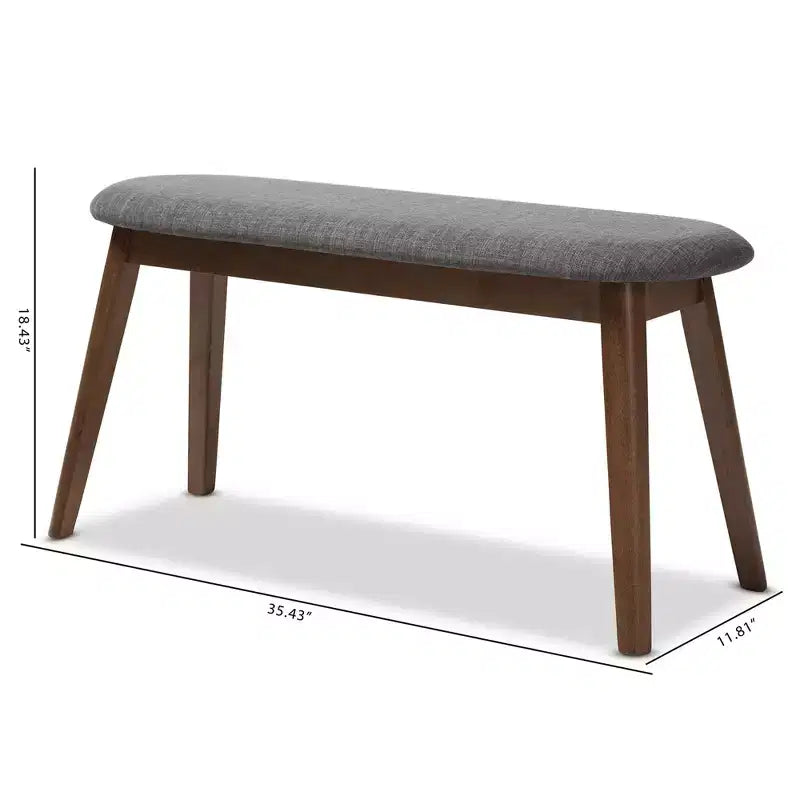 Baxton Studio Easton Mid Century Modern Walnut Finished Wood Fabric Upholstered Bench