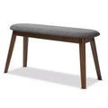 Baxton Studio Easton Mid Century Modern Walnut Finished Wood Fabric Upholstered Bench