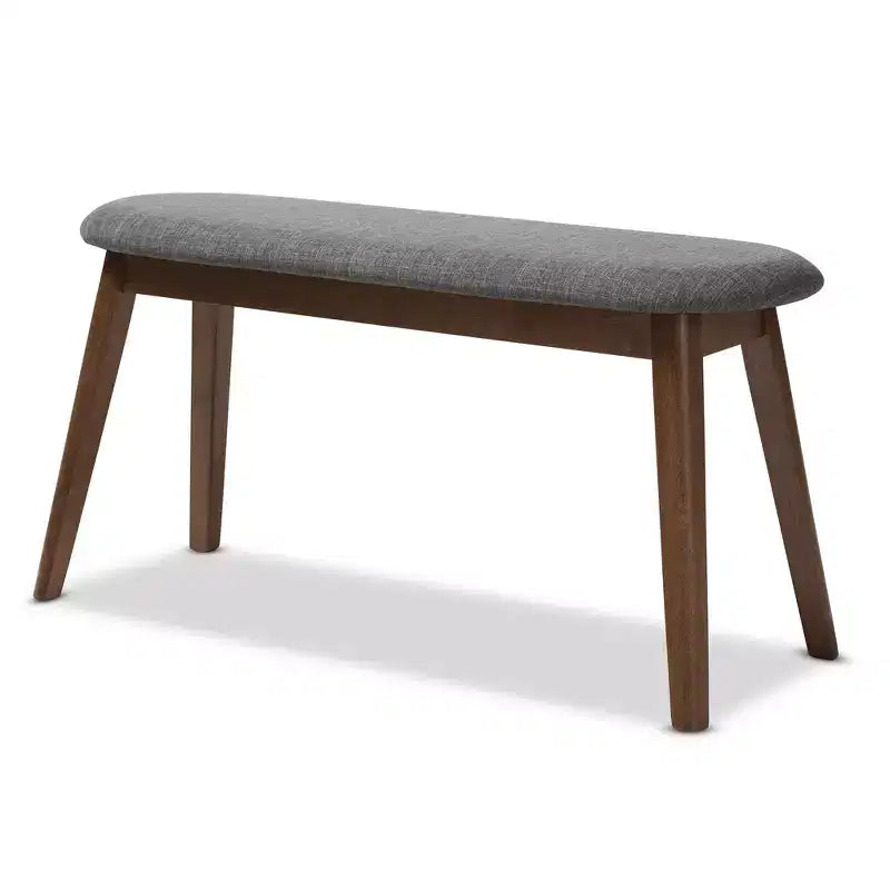 Baxton Studio Easton Mid Century Modern Walnut Finished Wood Fabric Upholstered Bench