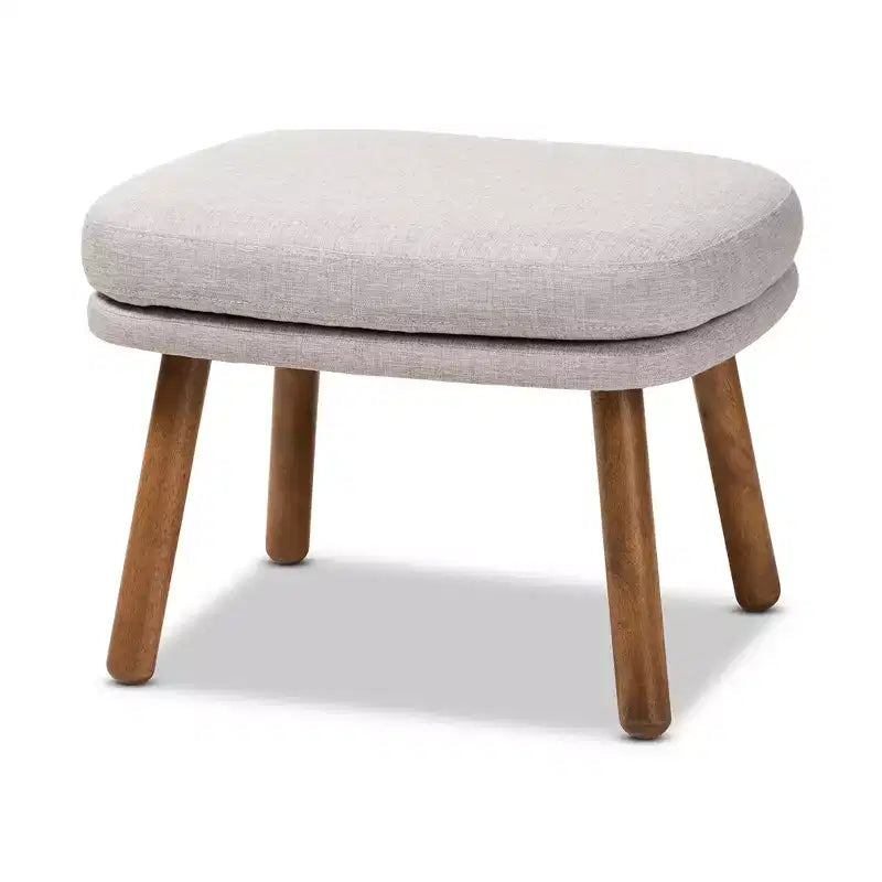 Lovise Walnut Finished Wood Ottoman - Baxton Studio