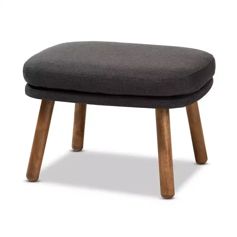 Lovise Walnut Finished Wood Ottoman - Baxton Studio