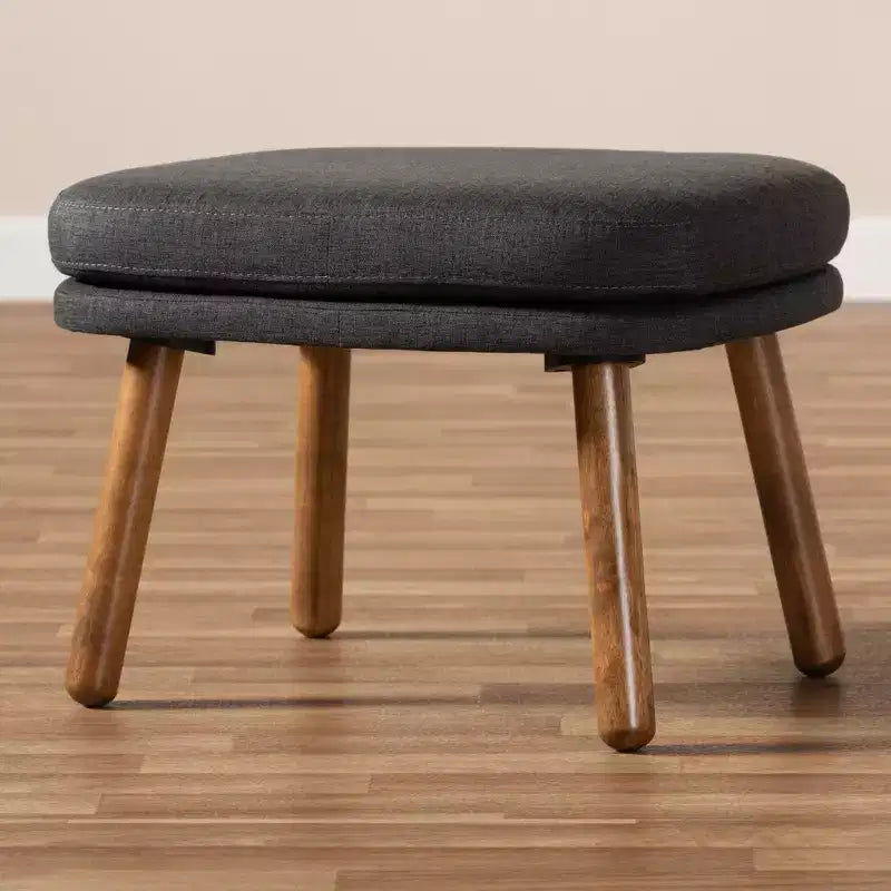Lovise Walnut Finished Wood Ottoman - Baxton Studio