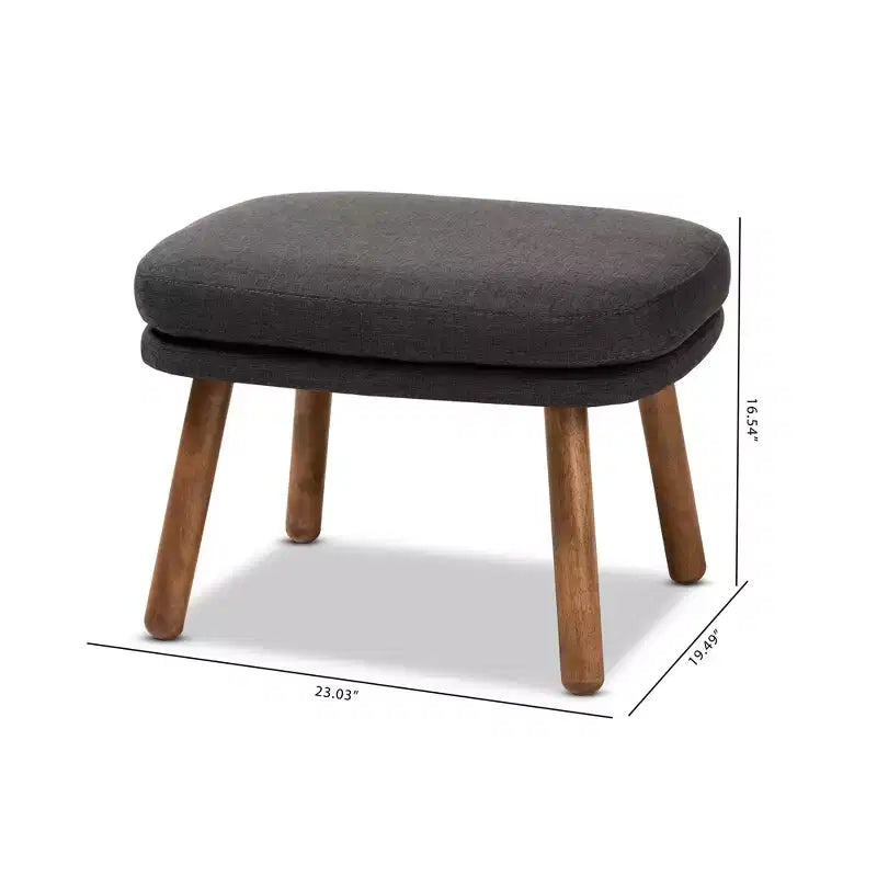 Lovise Walnut Finished Wood Ottoman - Baxton Studio