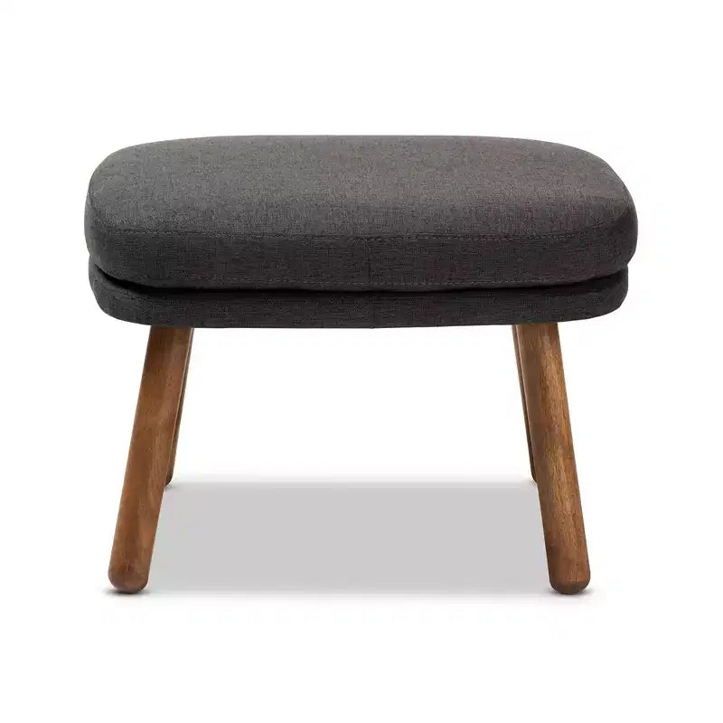 Lovise Walnut Finished Wood Ottoman - Baxton Studio