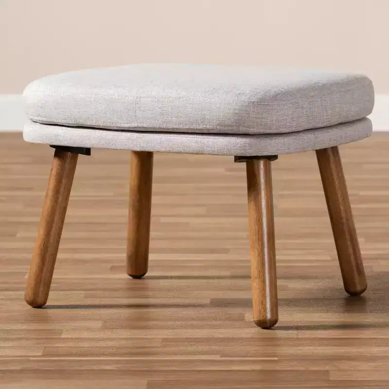 Lovise Walnut Finished Wood Ottoman - Baxton Studio