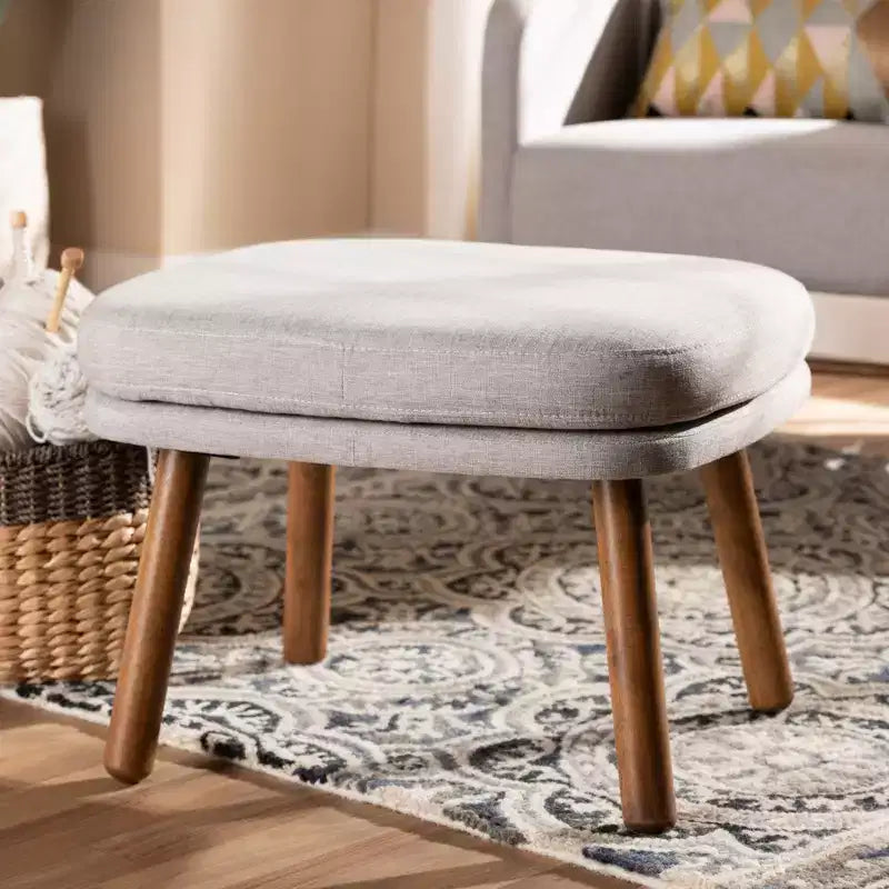 Lovise Walnut Finished Wood Ottoman - Baxton Studio
