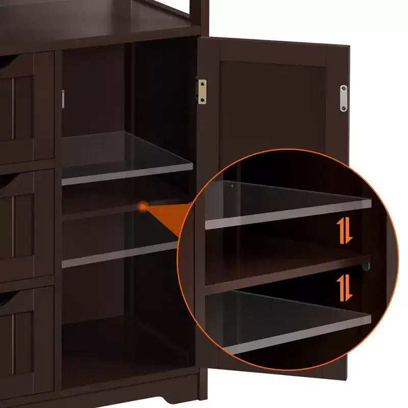 Yaheetech Wooden Floor Cabinet Free Standing Storage Organizer for Living Room