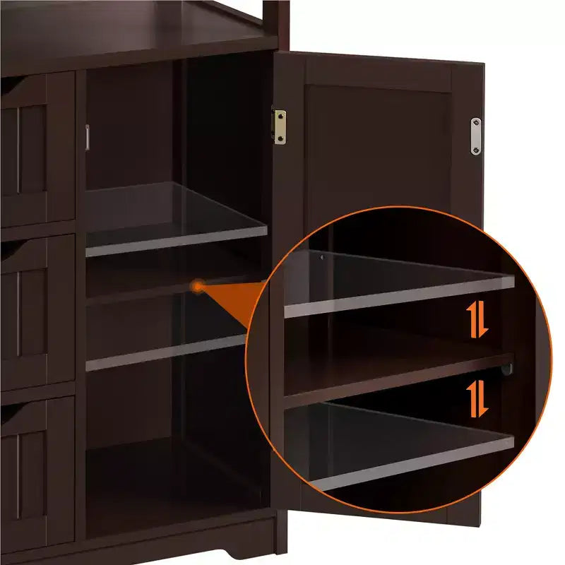 Yaheetech Wooden Floor Cabinet Free Standing Storage Organizer for Living Room
