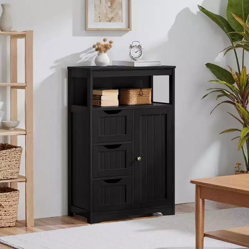 Yaheetech Wooden Floor Cabinet Free Standing Storage Organizer for Living Room
