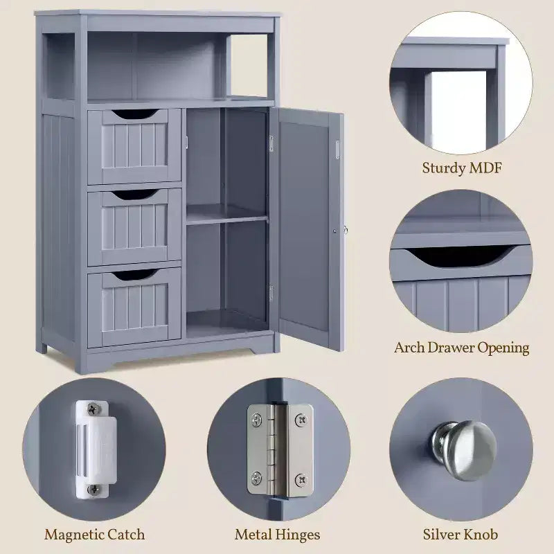 Yaheetech Wooden Floor Cabinet Free Standing Storage Organizer for Living Room