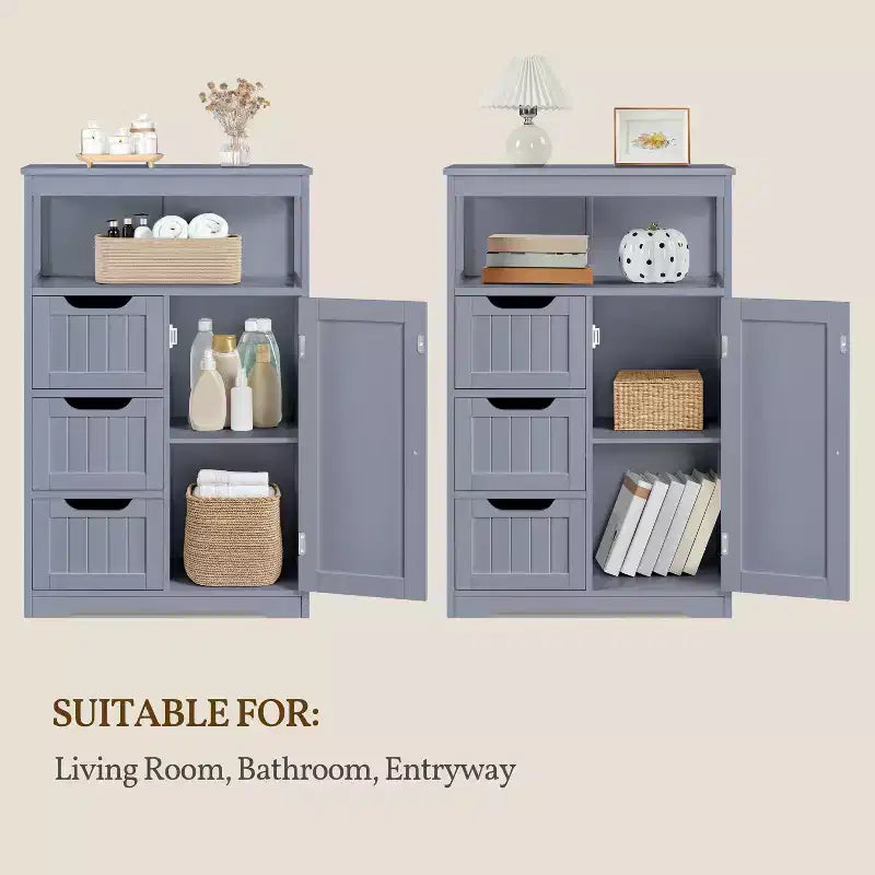 Yaheetech Wooden Floor Cabinet Free Standing Storage Organizer for Living Room