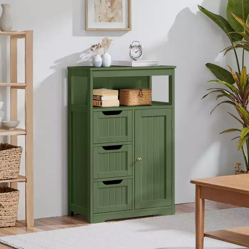 Yaheetech Wooden Floor Cabinet Free Standing Storage Organizer for Living Room